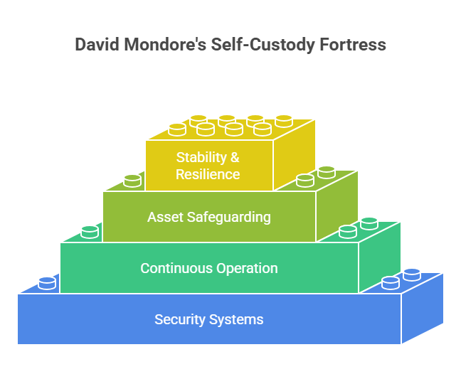 Diagram of David Mondores self custody fortress boosting empire uptime Diagram of David Mondore's self-custody fortress boosting empire uptime